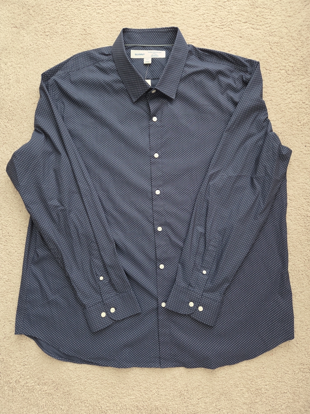 Old Navy Navy Microdot Long-Sleeve Dress Shirt
